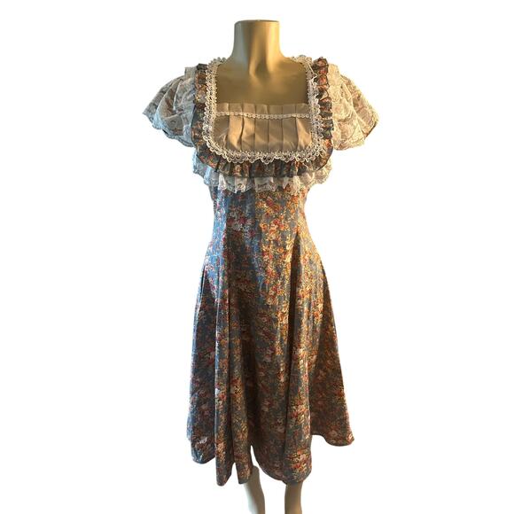 Women S Victorian Choice Floral Blue Printed Dress Gothic Steampunk Jane Austen - Picture 2 of 8